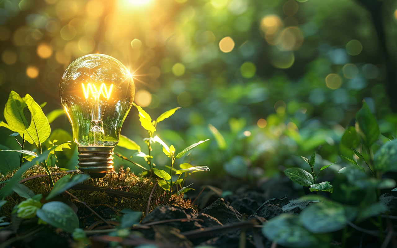 Green Light Bulb Enviroment 1 Bæredygtighedsside Hjemmeside